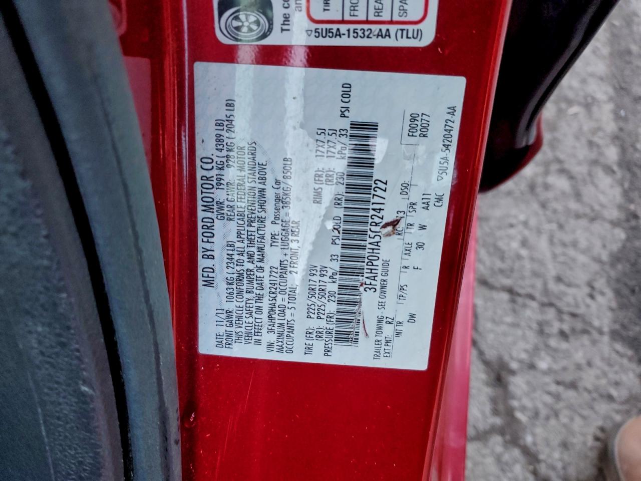 2012 FORD FUSION SE photo 12