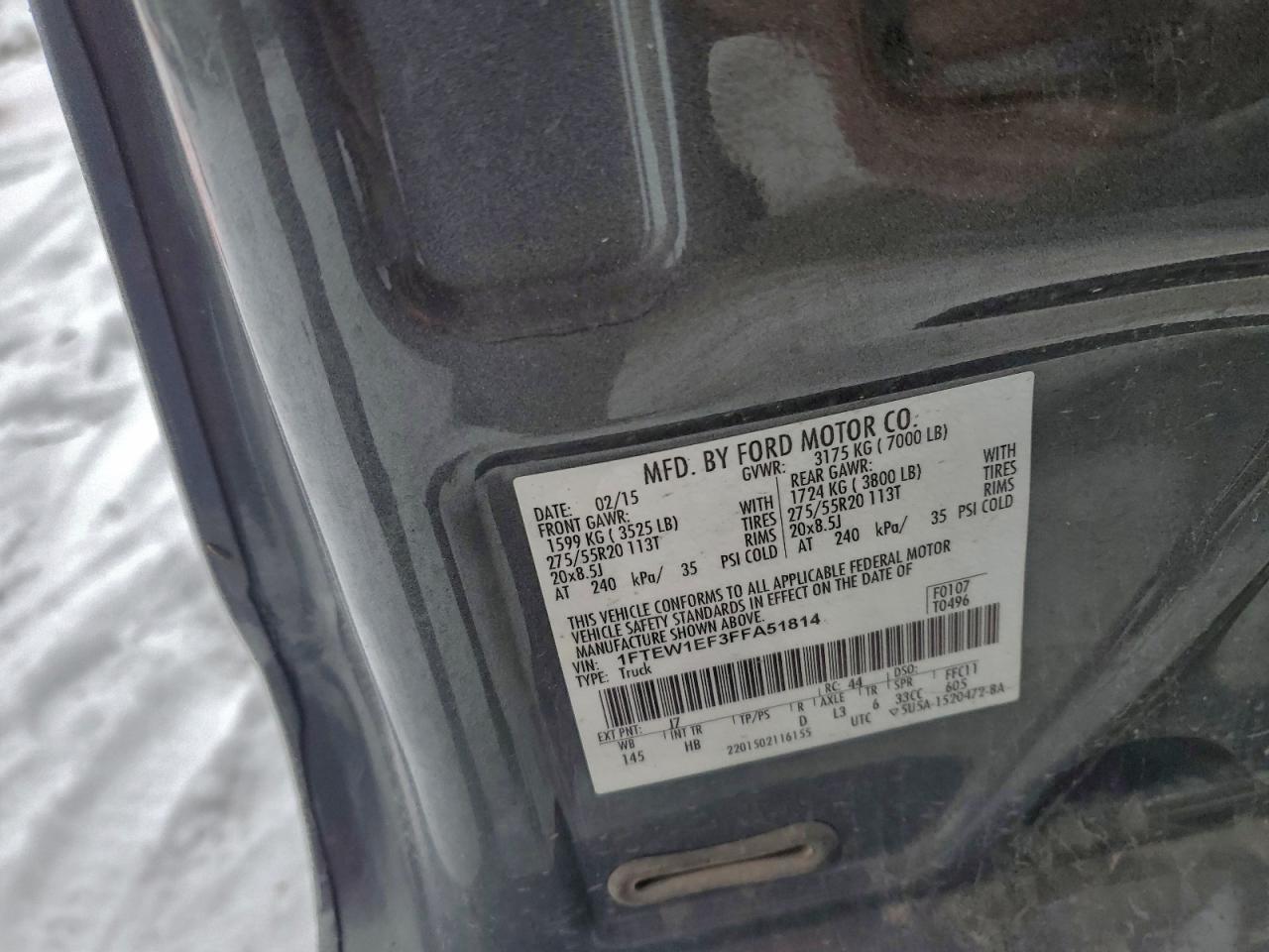 2015 FORD F150 SUPERCREW photo 12
