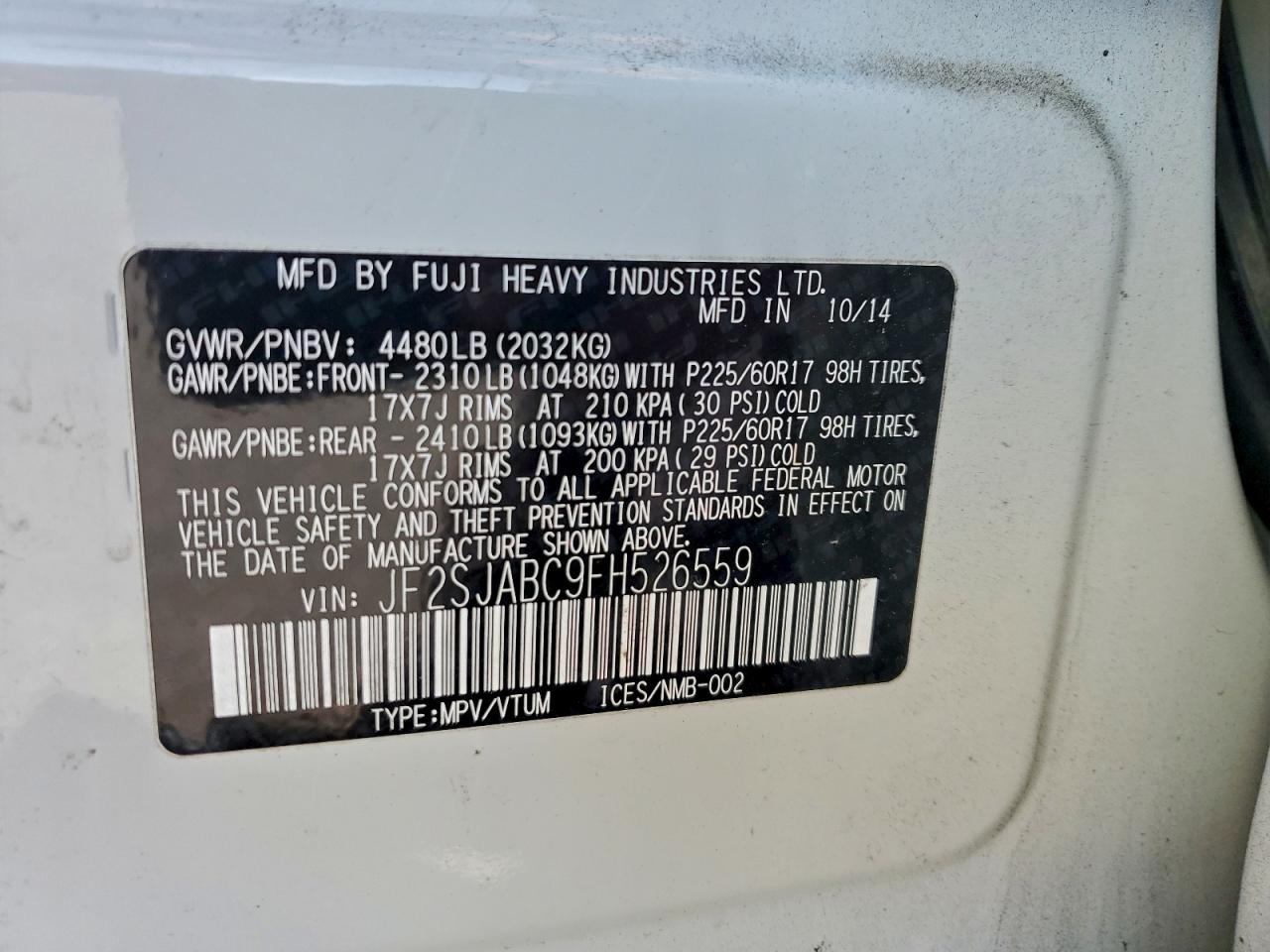 2015 SUBARU FORESTER 2.5I photo 13