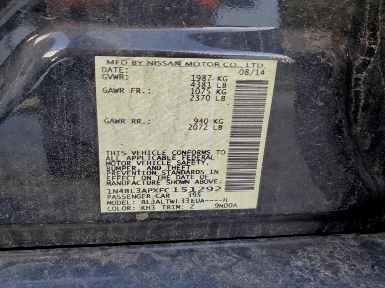 2015 NISSAN ALTIMA 3.5S photo 12