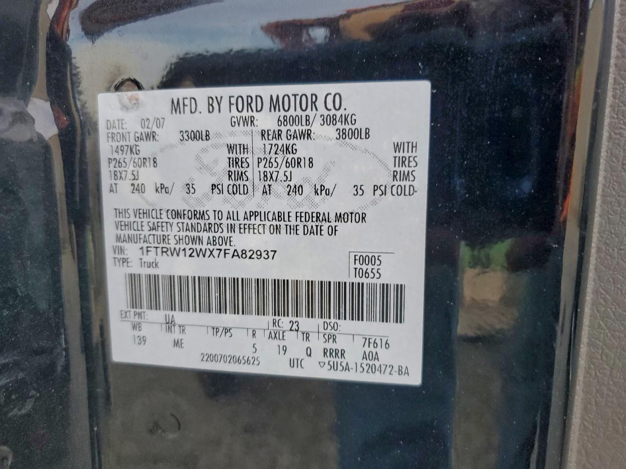 2007 FORD F150 SUPERCREW photo 12