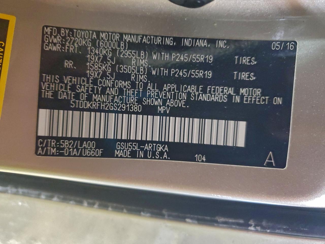 2016 TOYOTA HIGHLANDER LIMITED photo 14