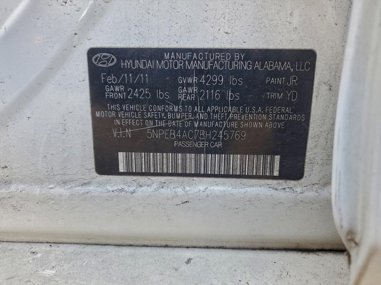 2011 HYUNDAI SONATA GLS photo 12