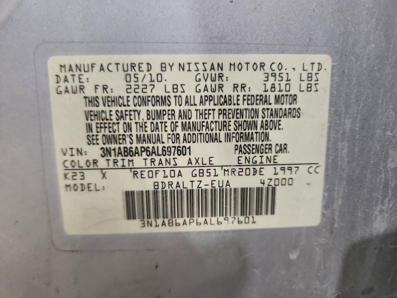 2010 NISSAN SENTRA 2.0 photo 12