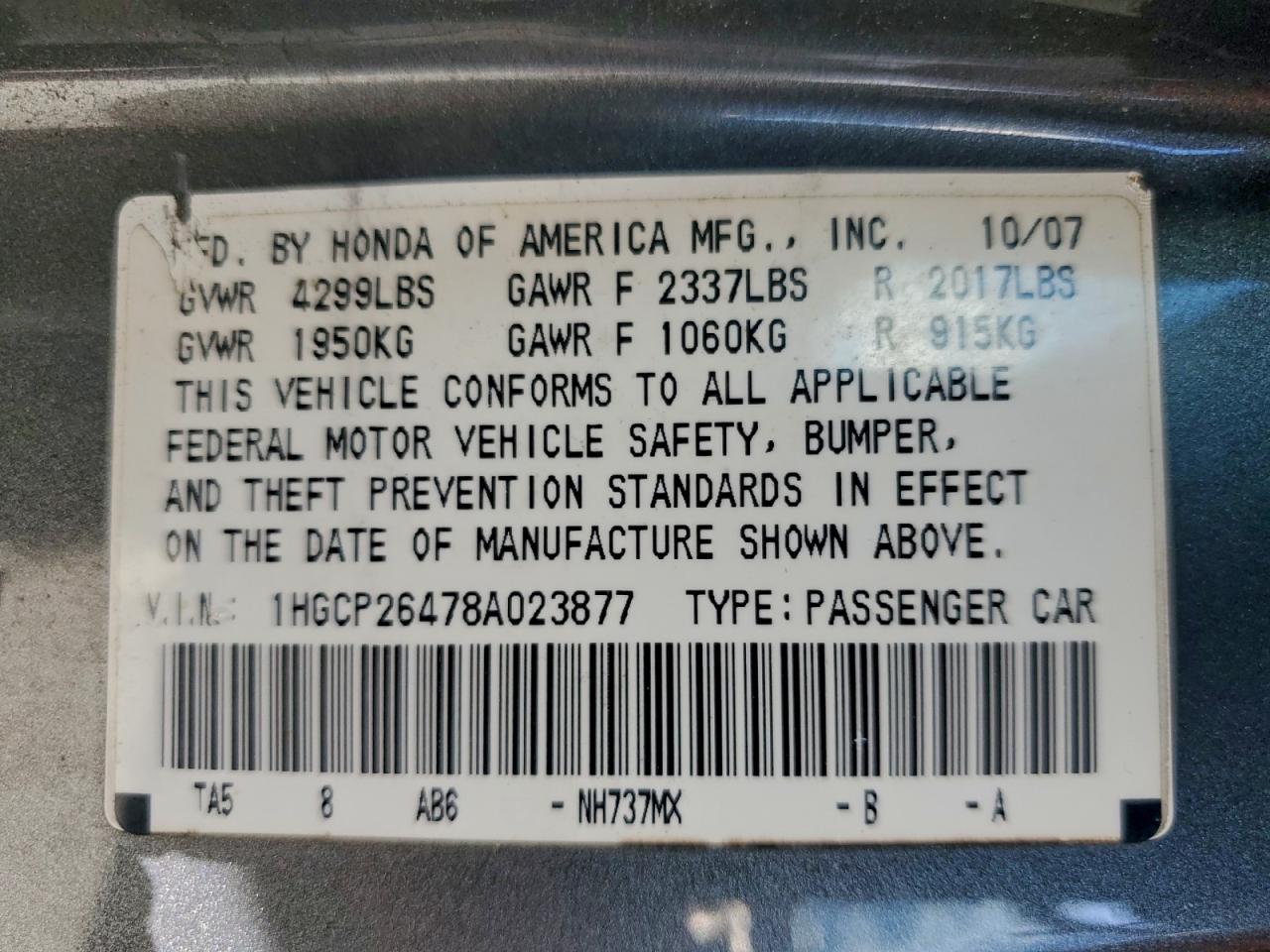 2008 HONDA ACCORD LXP photo 37
