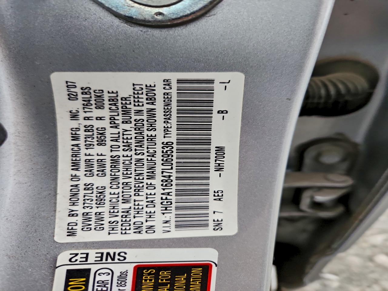 2007 HONDA CIVIC EX photo 13