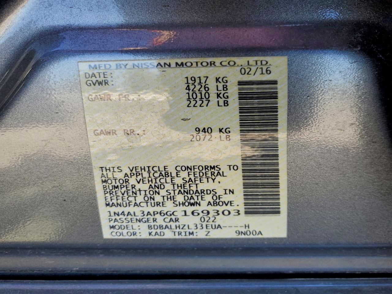 2016 NISSAN ALTIMA 2.5 photo 13