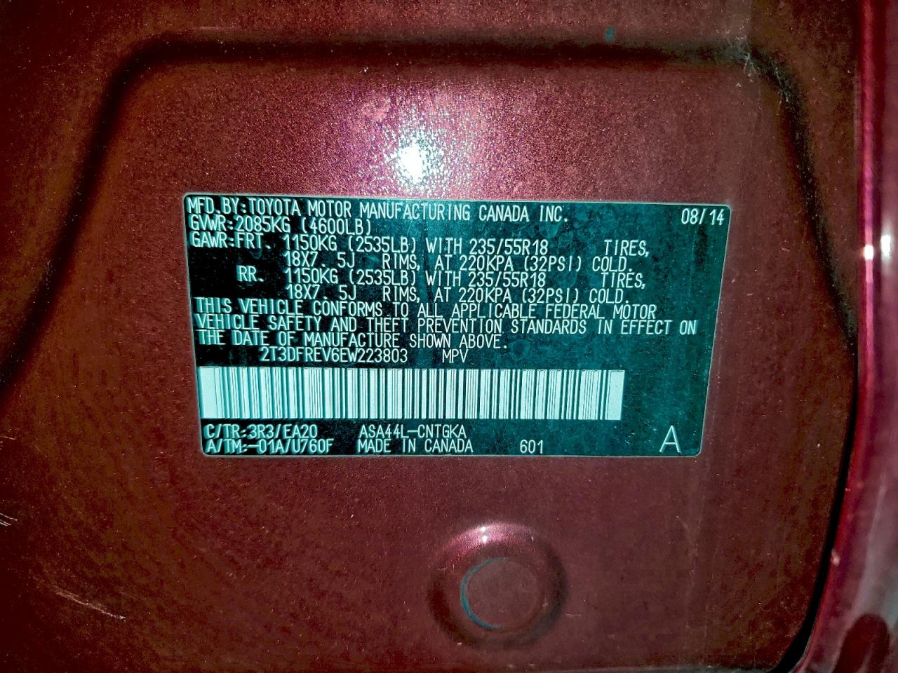 2014 TOYOTA RAV4 LIMITED photo 13