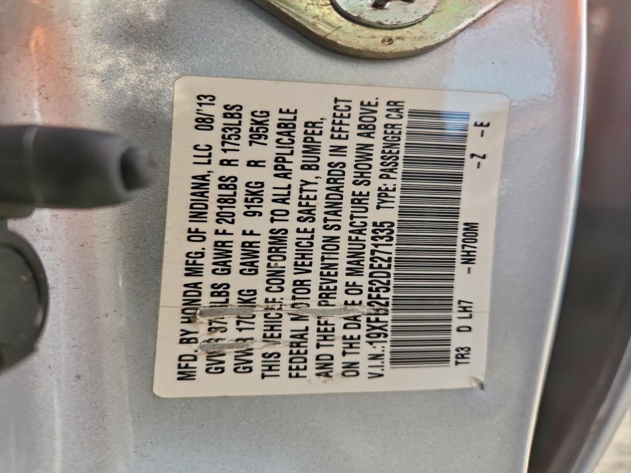 2013 HONDA CIVIC LX photo 23