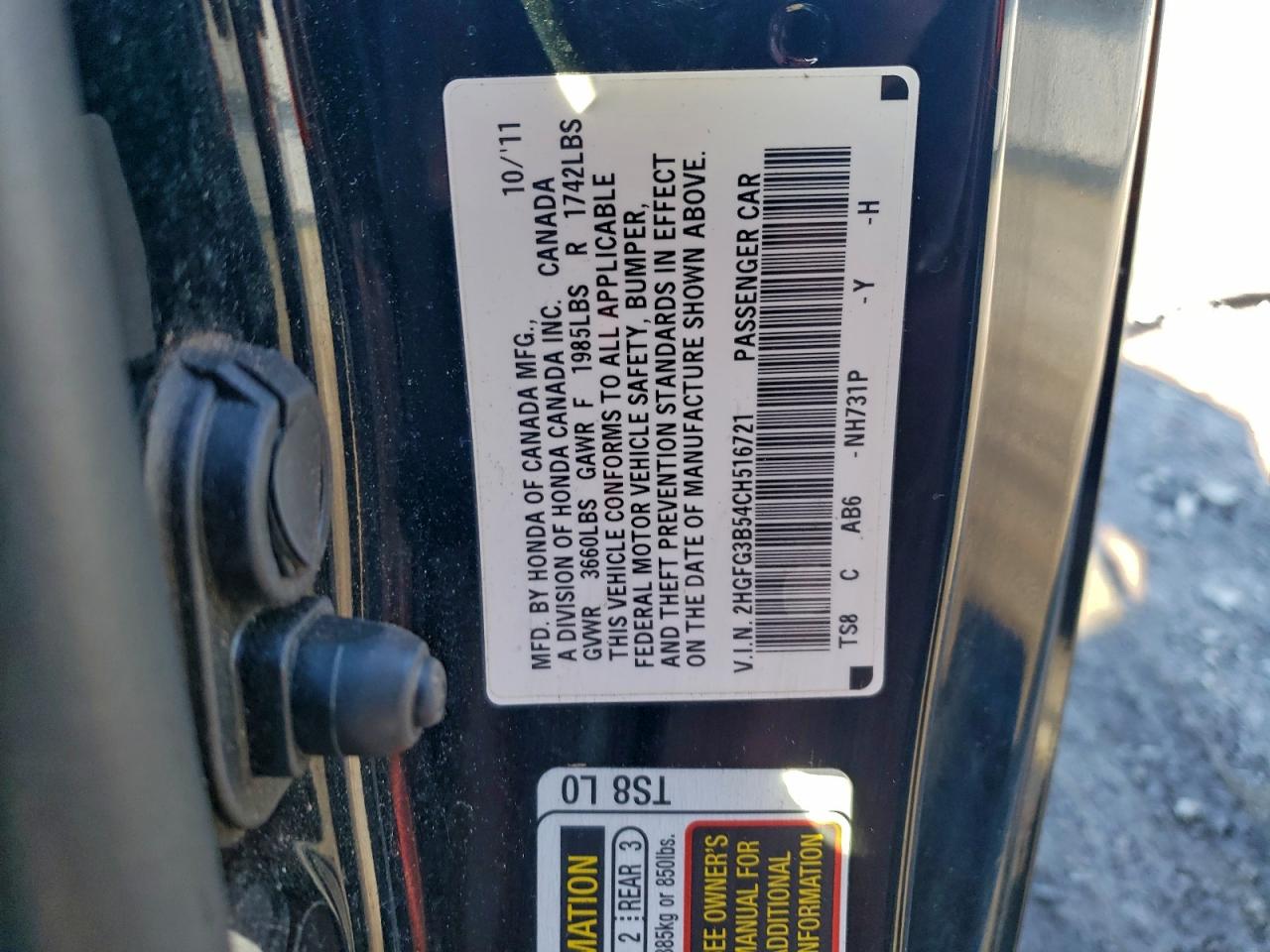 2012 HONDA CIVIC LX photo 12