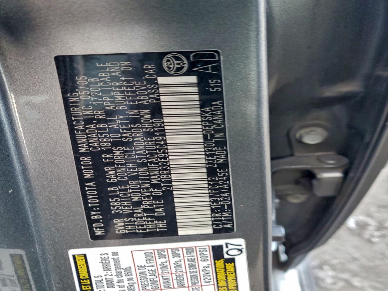 2005 TOYOTA COROLLA CE photo 12