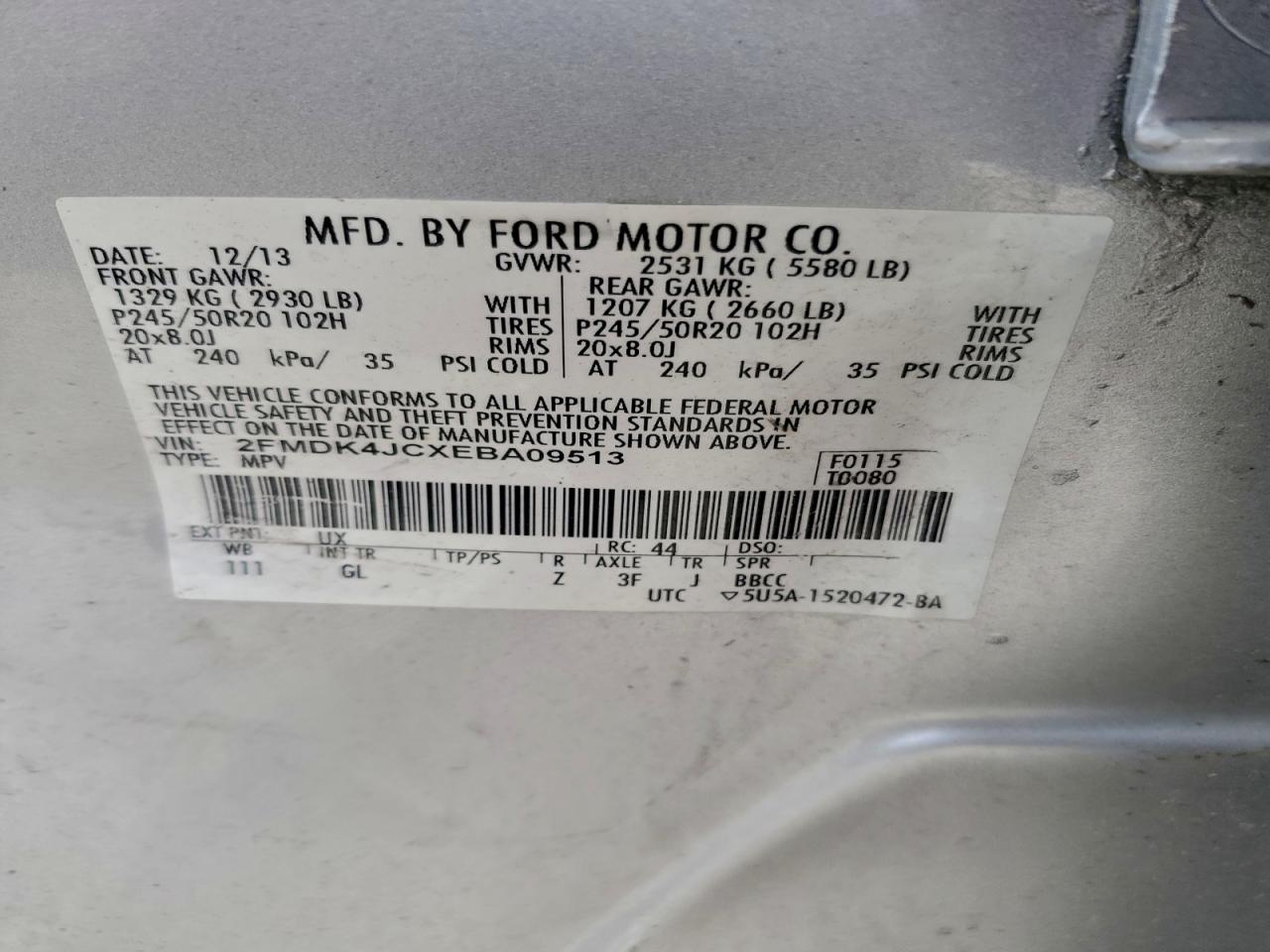 2014 FORD EDGE SEL photo 13