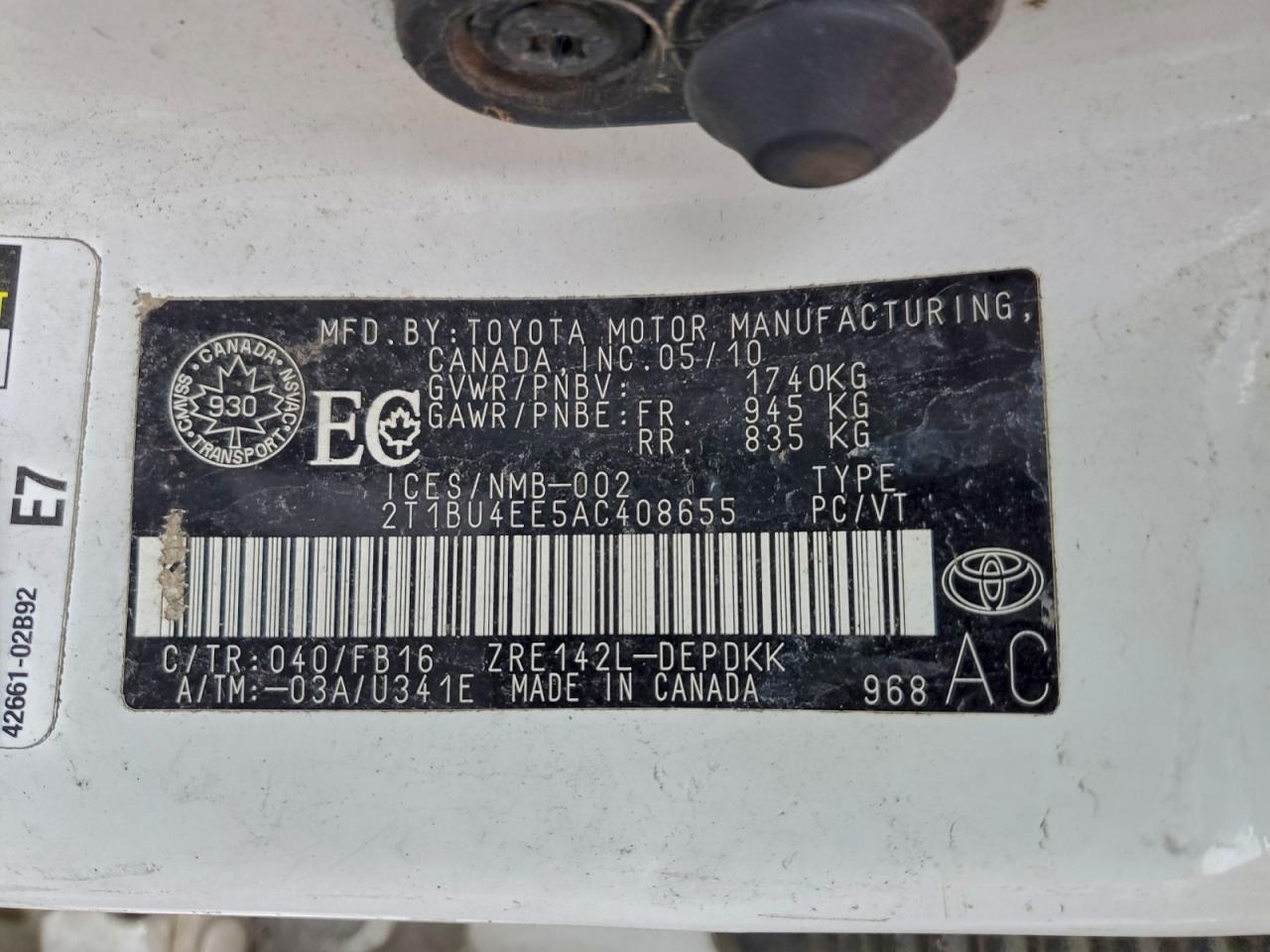 2010 TOYOTA COROLLA BASE photo 12