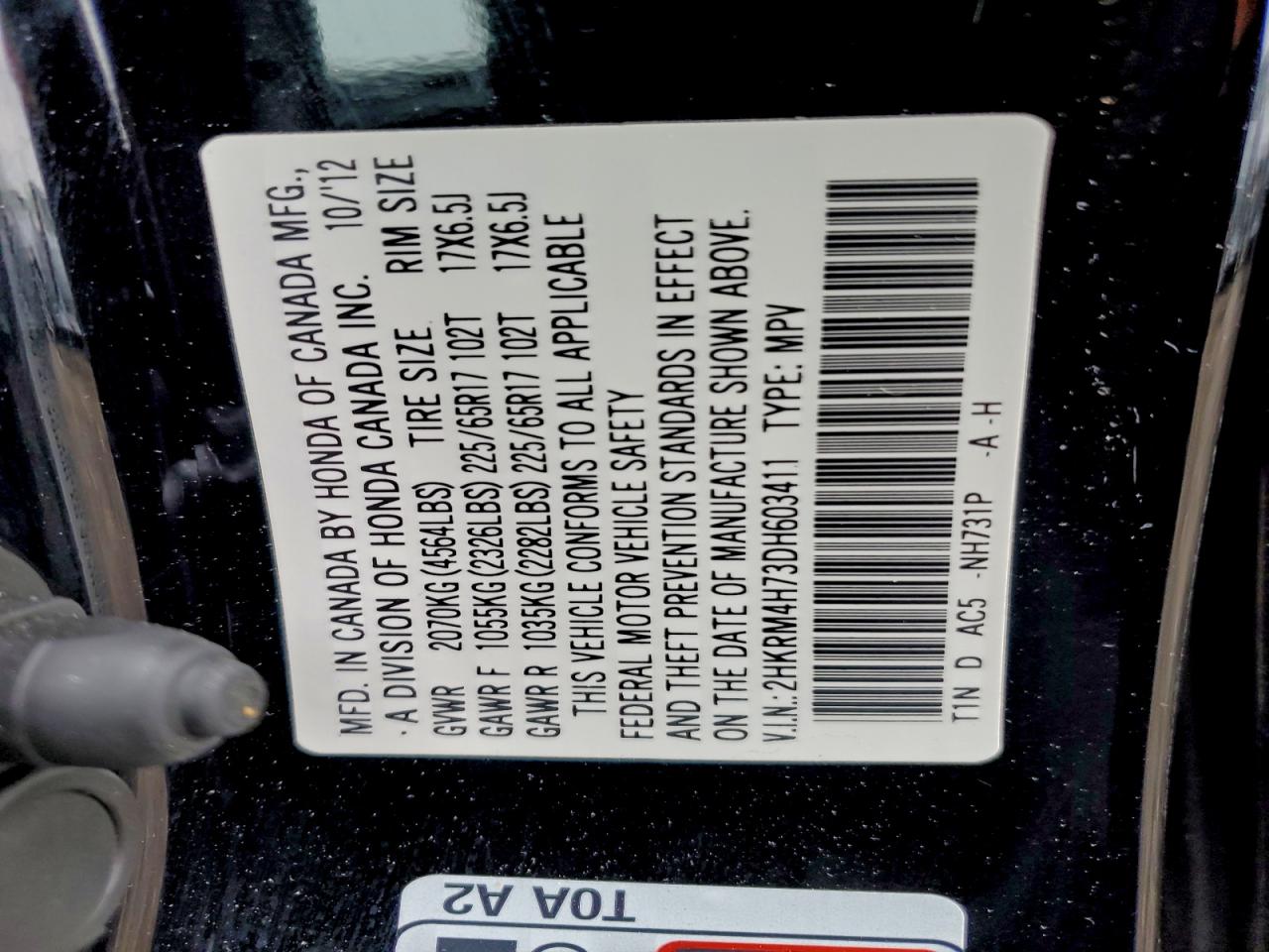 2013 HONDA CR-V EXL photo 12