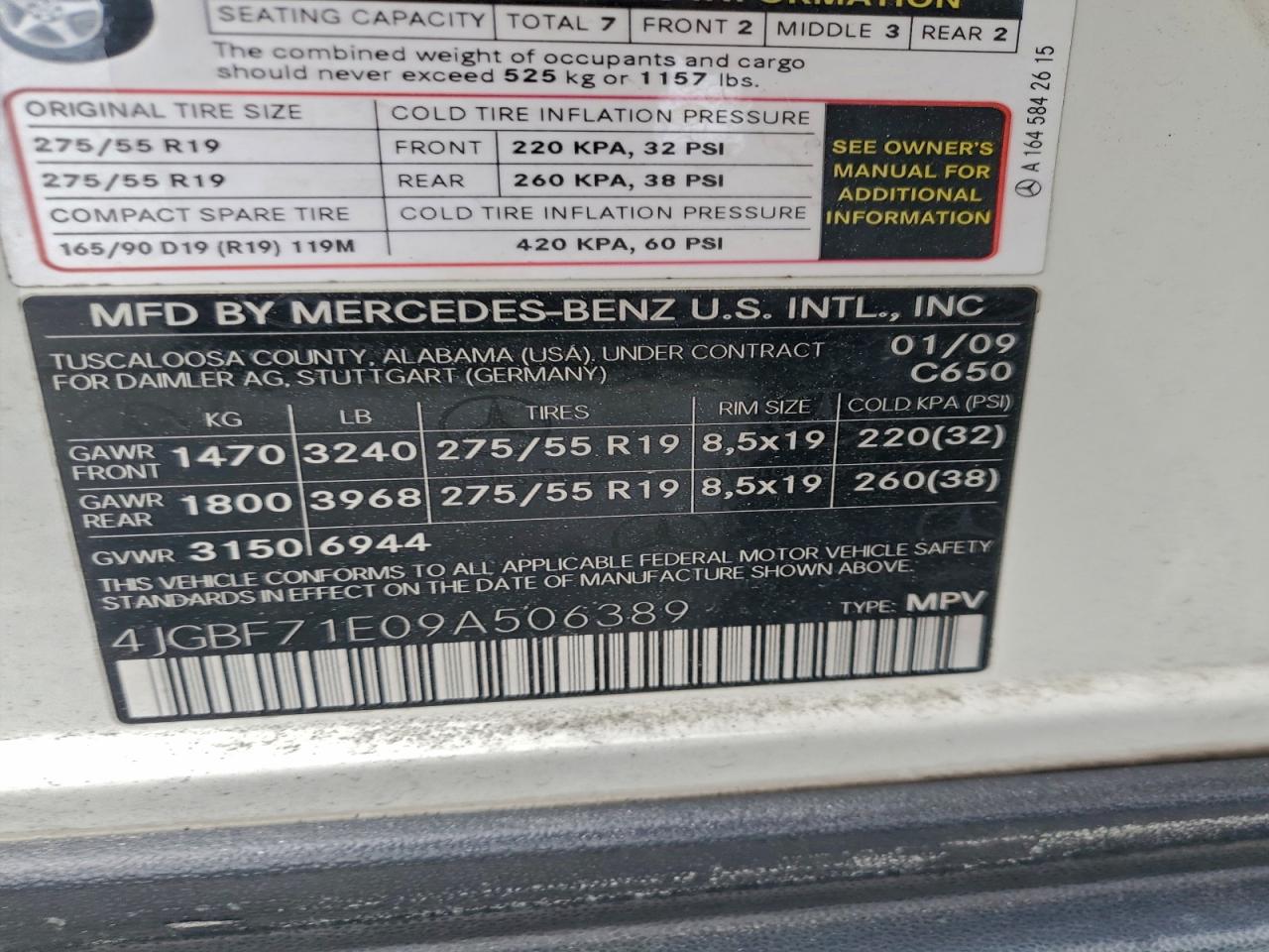 2009 MERCEDES-BENZ GL 450 4MATIC photo 14