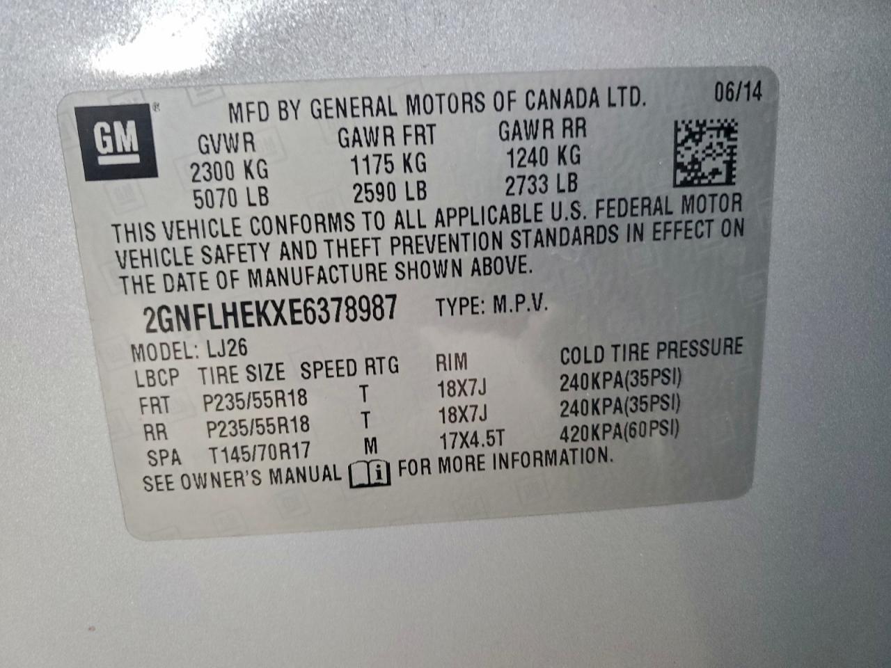 2014 CHEVROLET EQUINOX LTZ photo 13