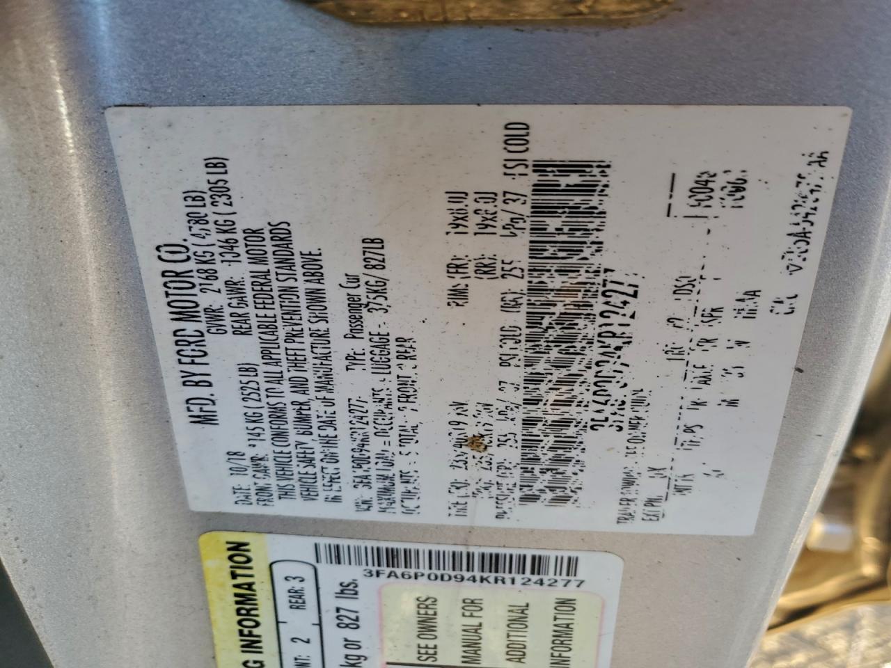 2019 FORD FUSION TITANIUM photo 12