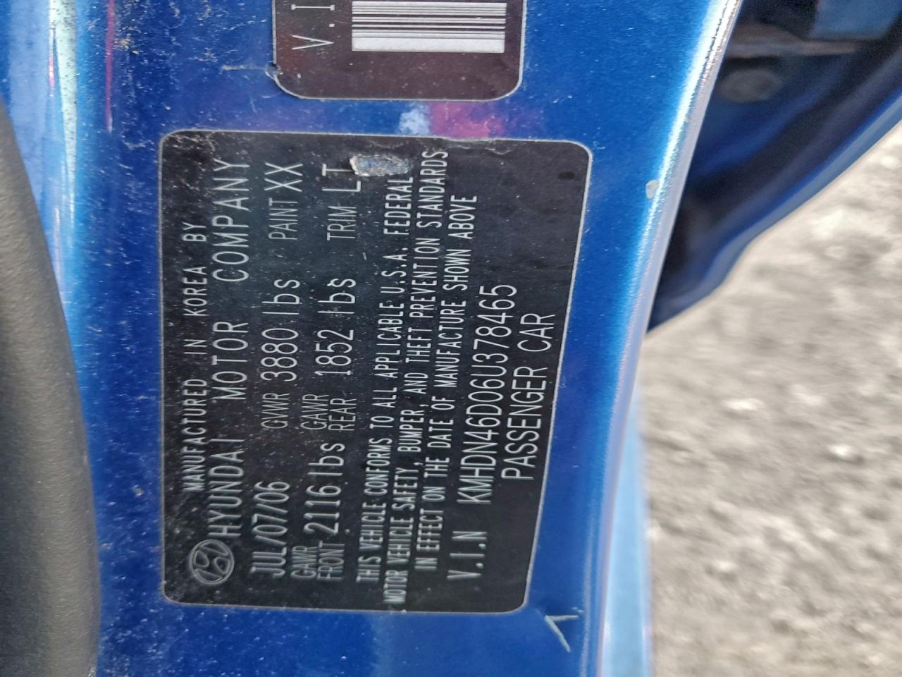 2006 HYUNDAI ELANTRA GLS photo 12