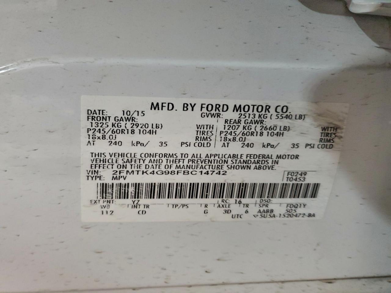 2015 FORD EDGE SE photo 13