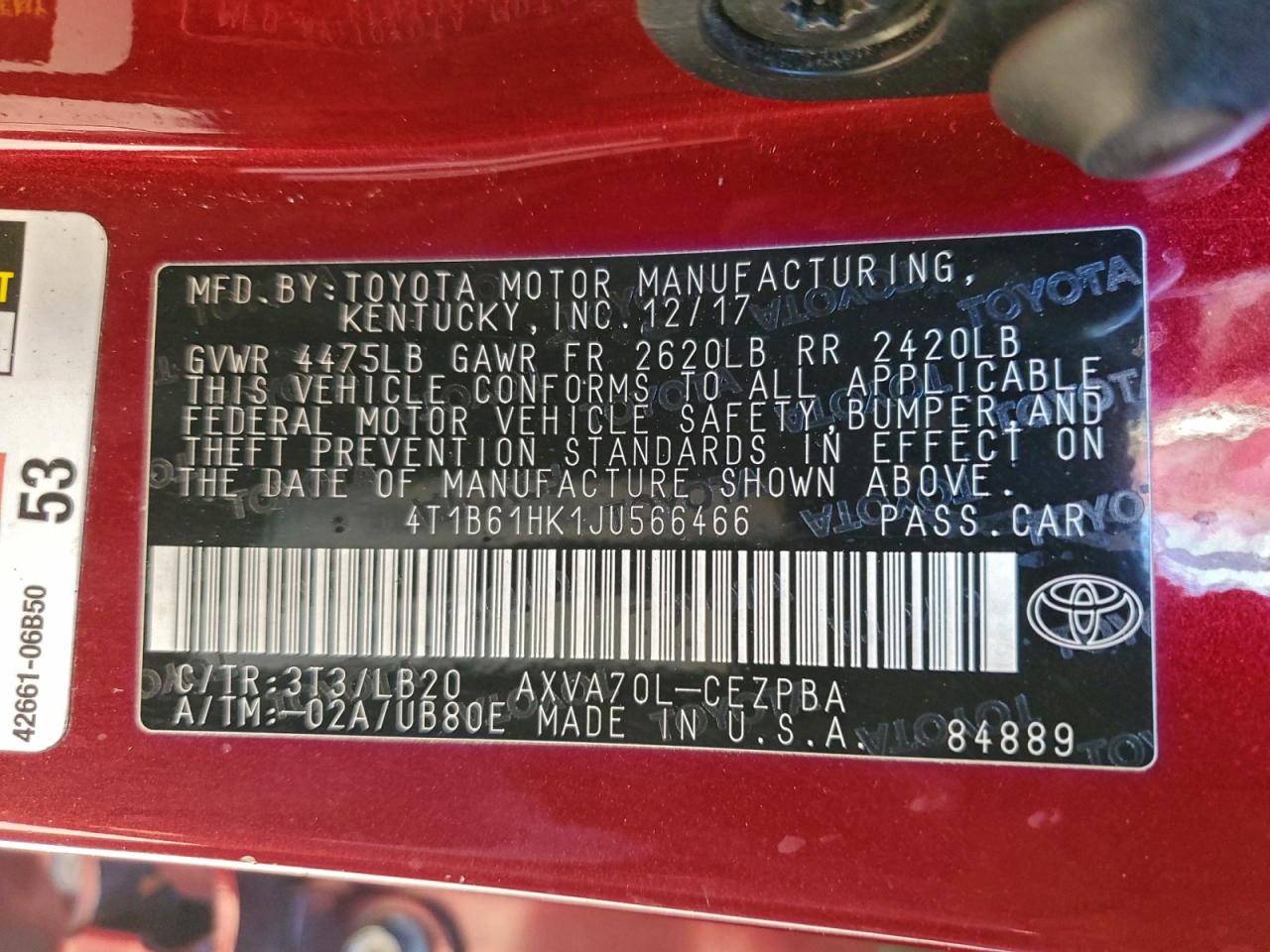 2018 TOYOTA CAMRY XSE photo 12