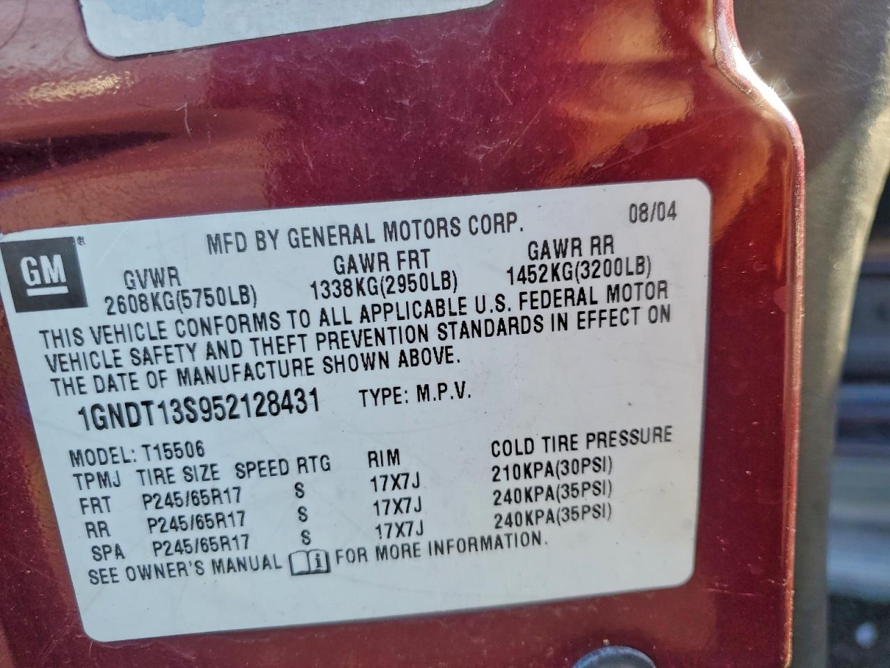 2005 CHEVROLET TRAILBLAZER LS photo 13
