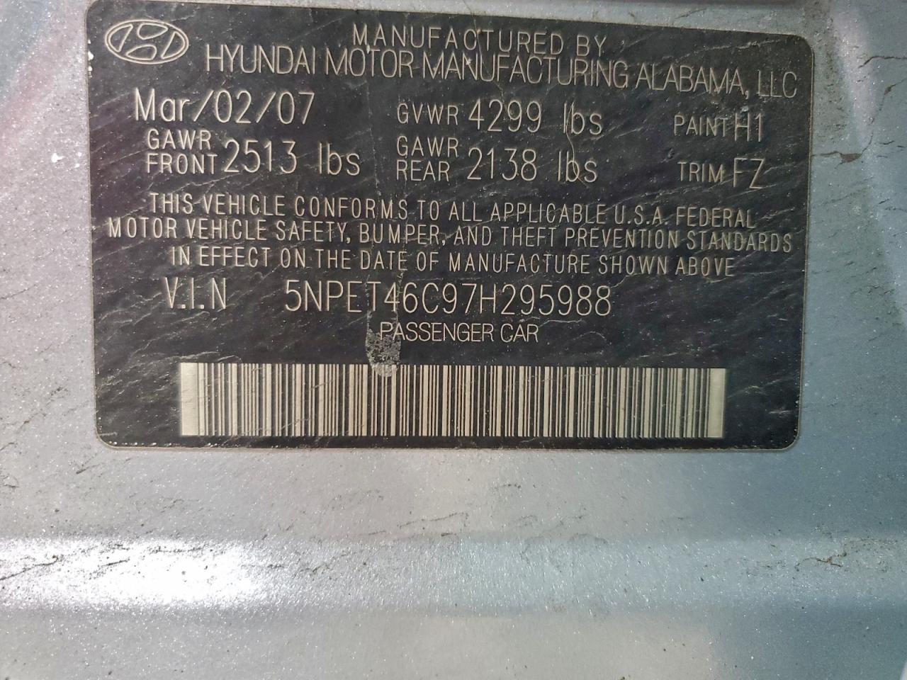 2007 HYUNDAI SONATA GLS photo 12
