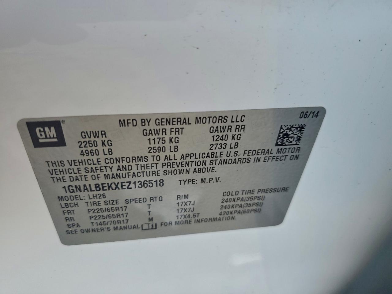 2014 CHEVROLET EQUINOX LT photo 13
