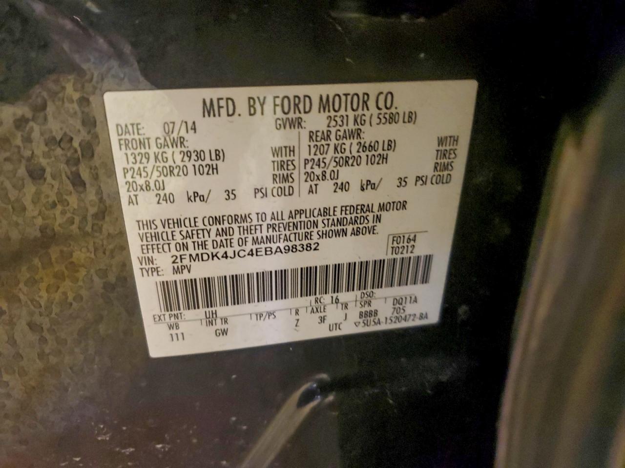 2014 FORD EDGE SEL photo 14