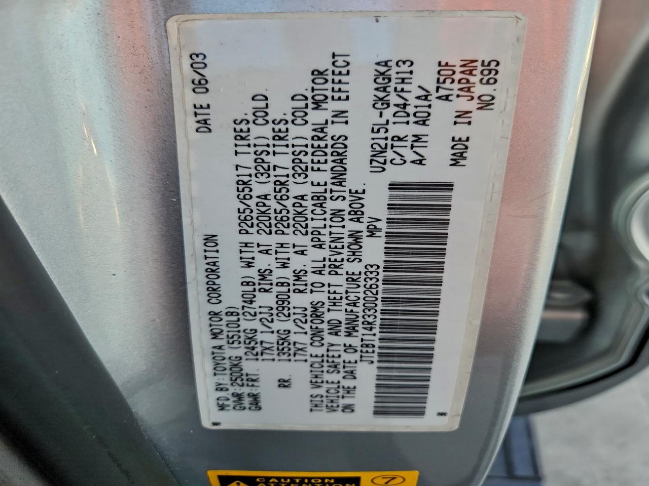 2003 TOYOTA 4RUNNER SR5 photo 13