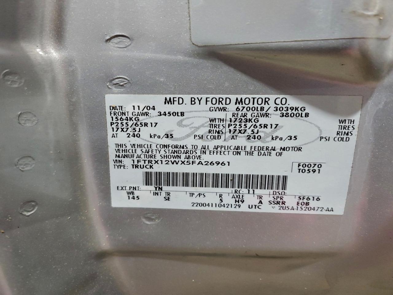 2005 FORD F150 photo 12