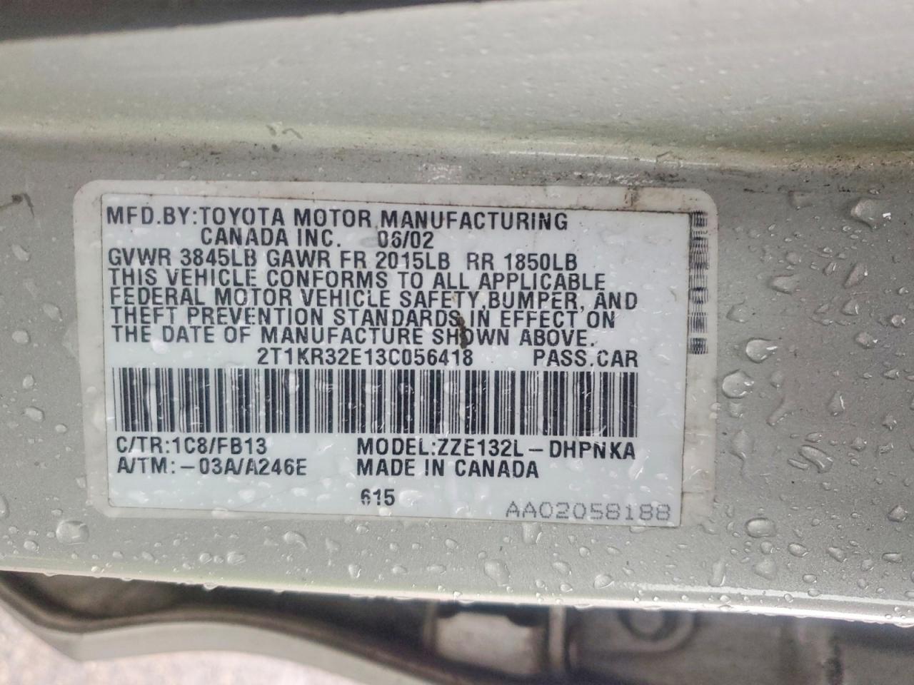 2003 TOYOTA COROLLA MATRIX XR photo 12