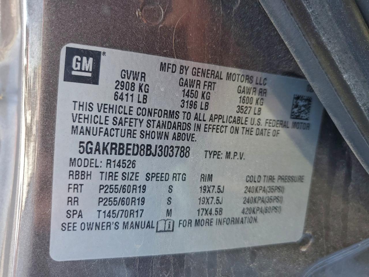 2011 BUICK ENCLAVE CXL photo 13