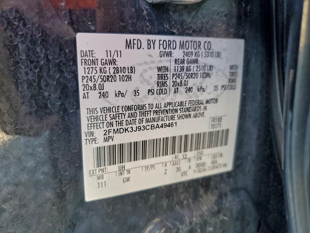 2012 FORD EDGE SEL photo 13