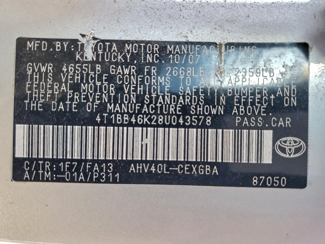 2008 TOYOTA CAMRY HYBRID photo 12