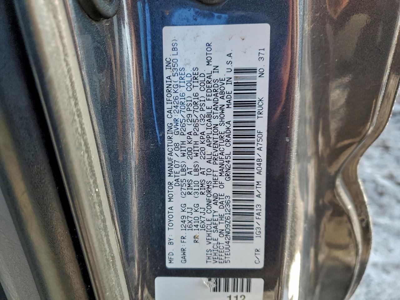 2009 TOYOTA TACOMA ACCESS CAB photo 12