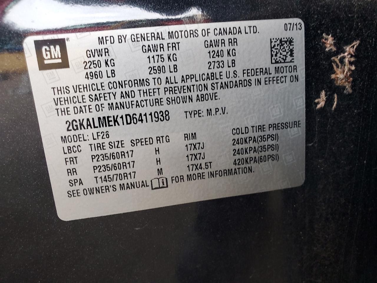 2013 GMC TERRAIN SLE photo 14