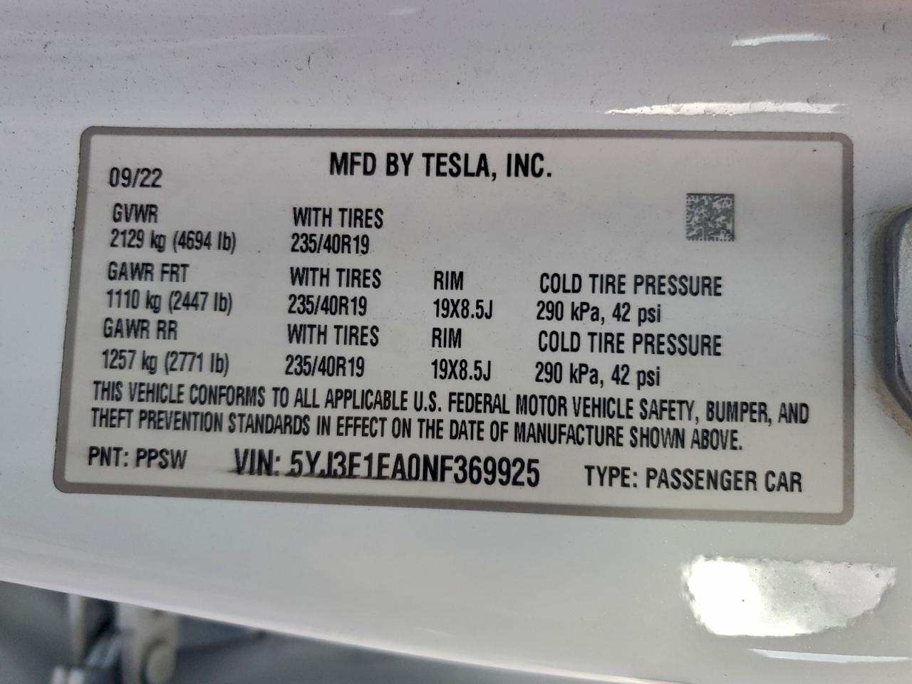 2022 TESLA MODEL 3 photo 23