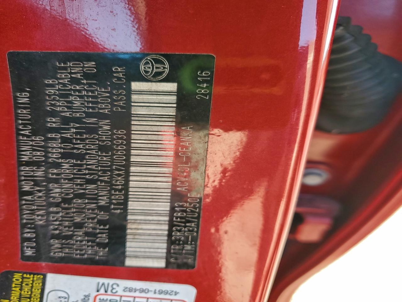 2007 TOYOTA CAMRY CE photo 13