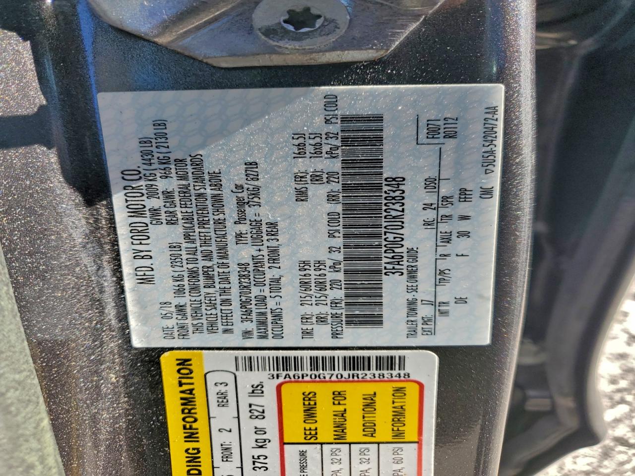 2018 FORD FUSION S photo 13