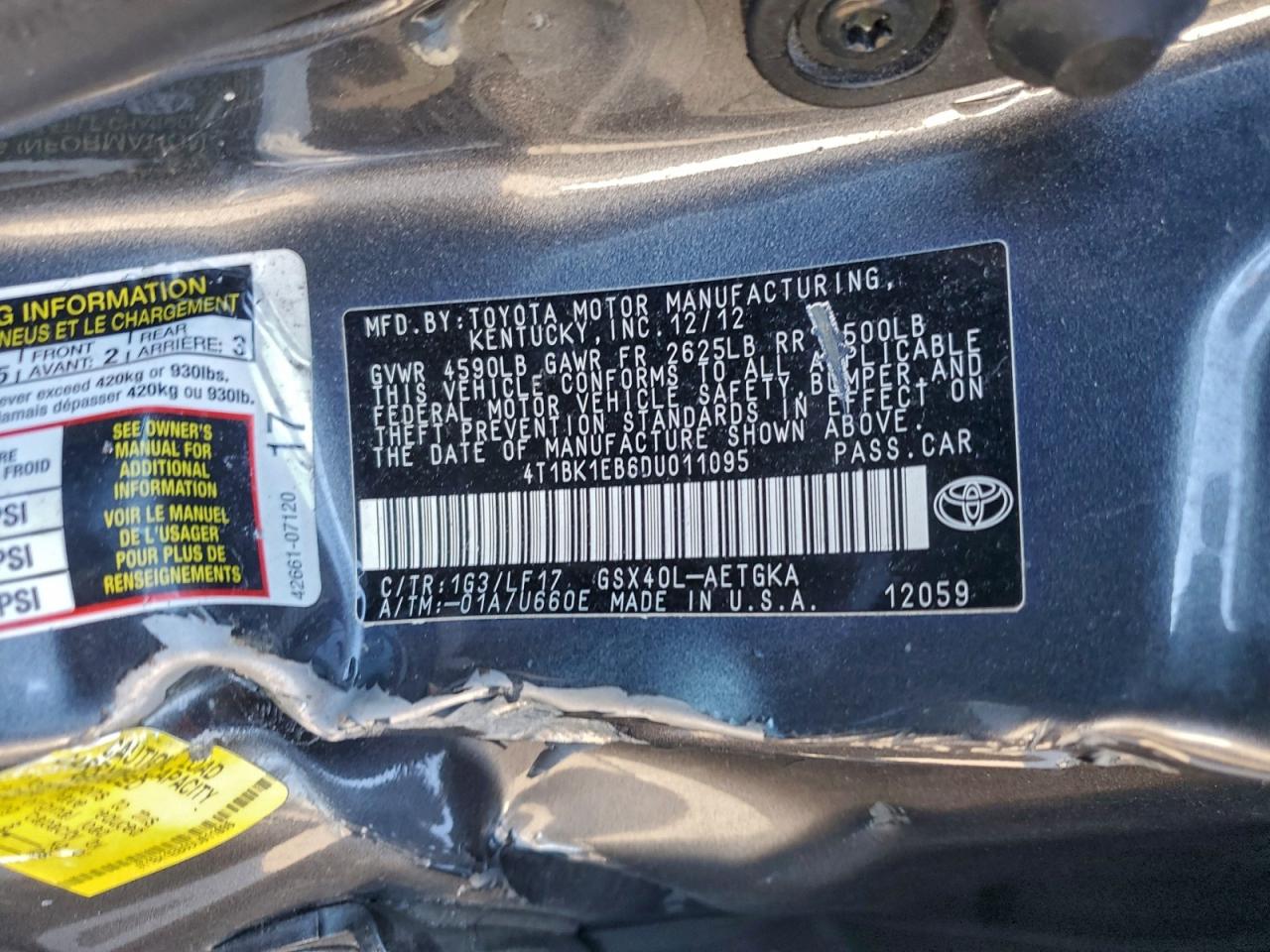 2013 TOYOTA AVALON BASE photo 12