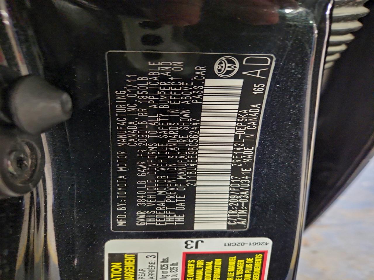 2011 TOYOTA COROLLA BASE photo 23