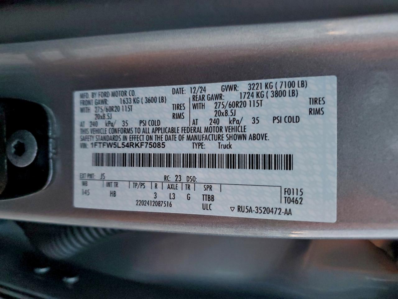 2024 FORD F150 LARIAT photo 12