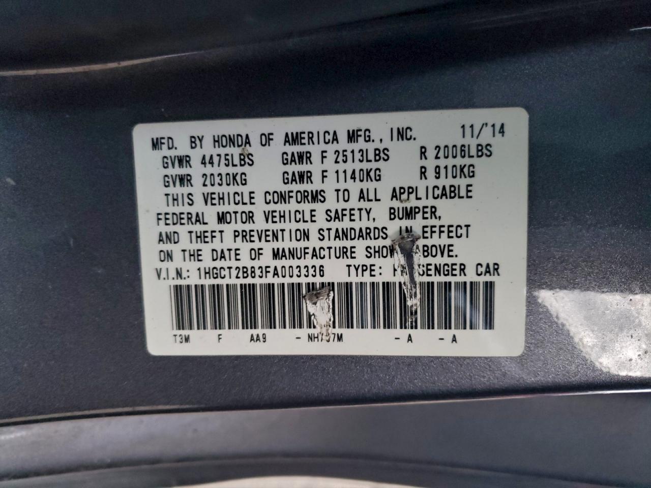 2015 HONDA ACCORD EXL photo 25