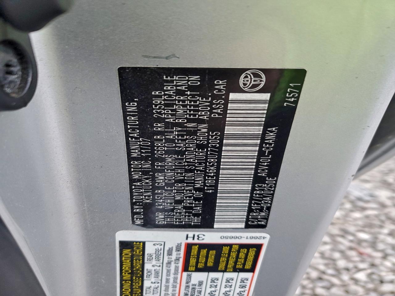 2008 TOYOTA CAMRY CE photo 12
