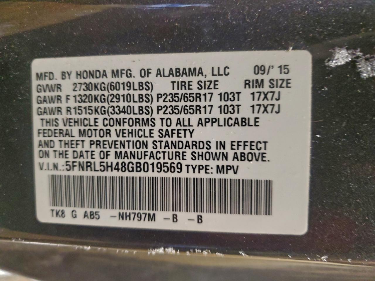 2016 HONDA ODYSSEY EX photo 13
