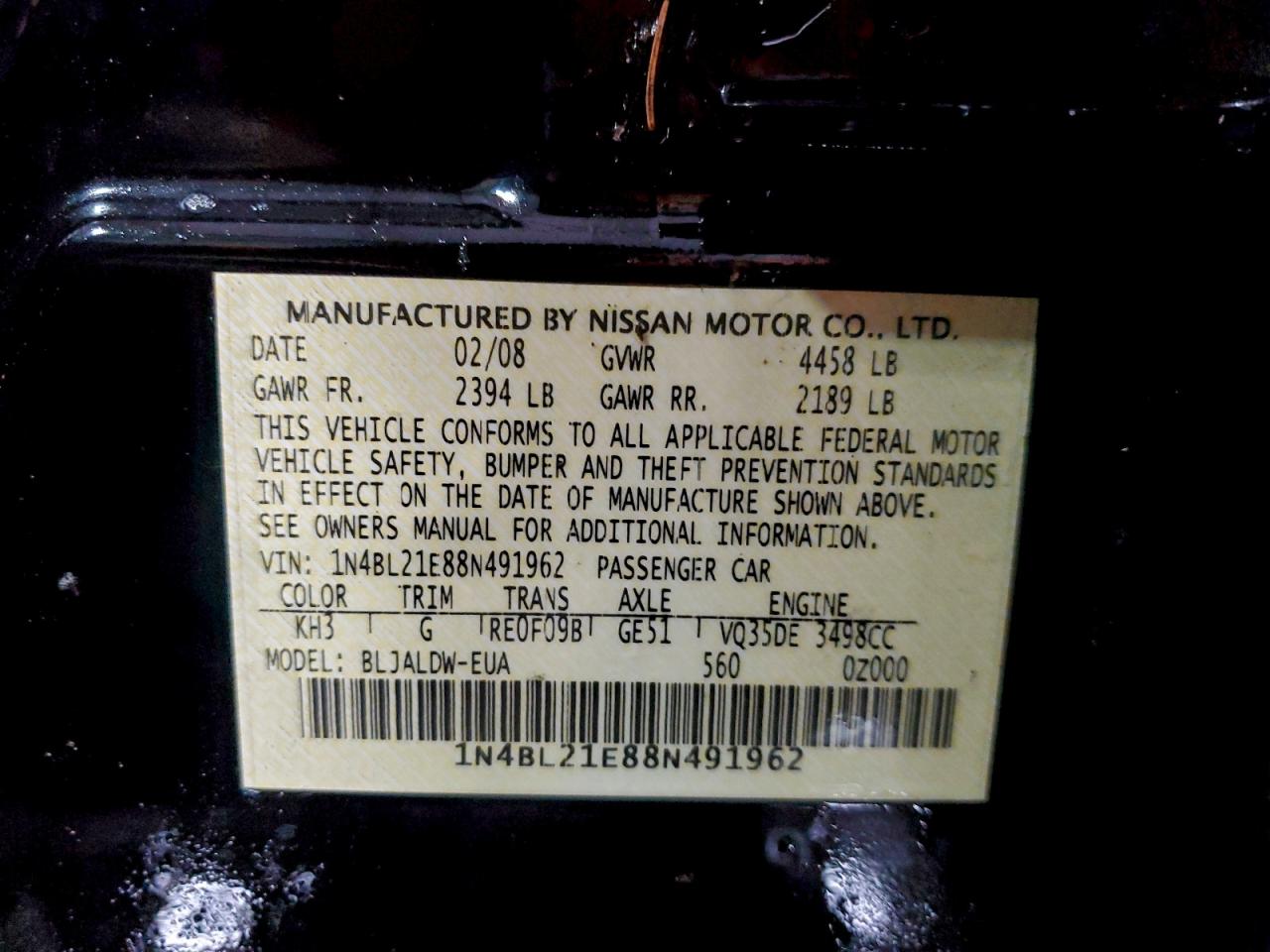 2008 NISSAN ALTIMA 3.5 SE photo 12
