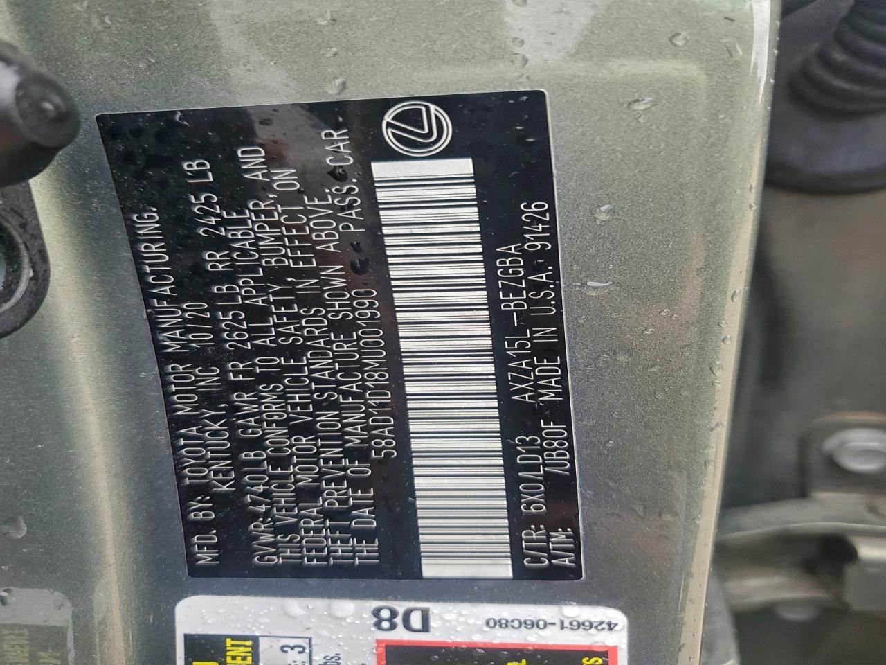 2021 LEXUS ES 250 BASE photo 13