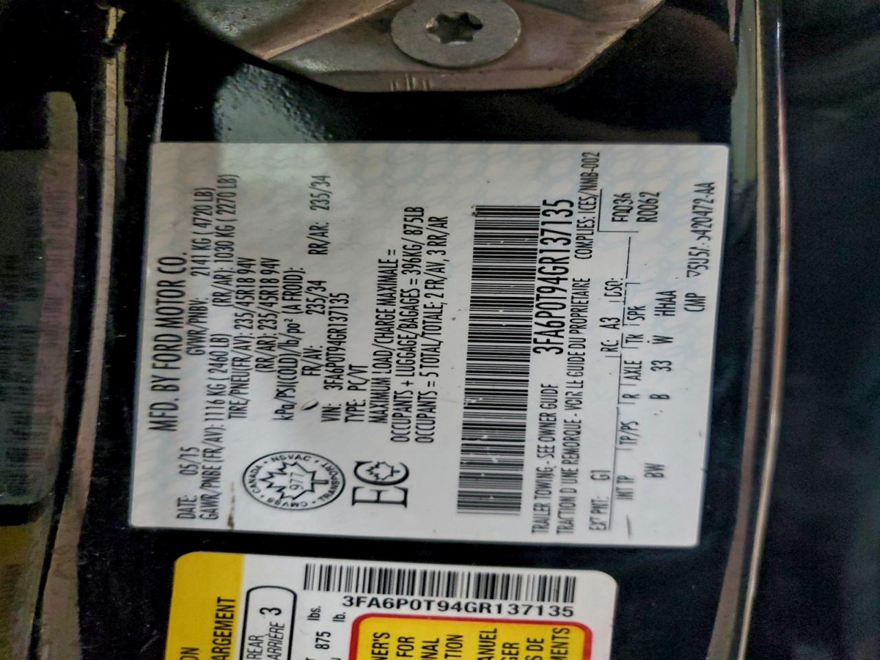 2016 FORD FUSION SE photo 12