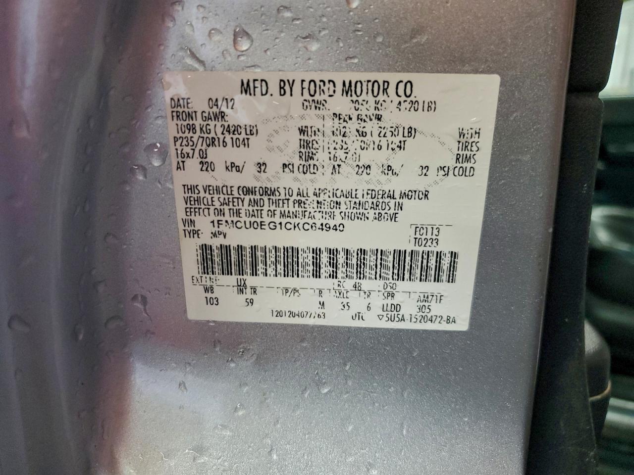 2012 FORD ESCAPE LIMITED photo 23