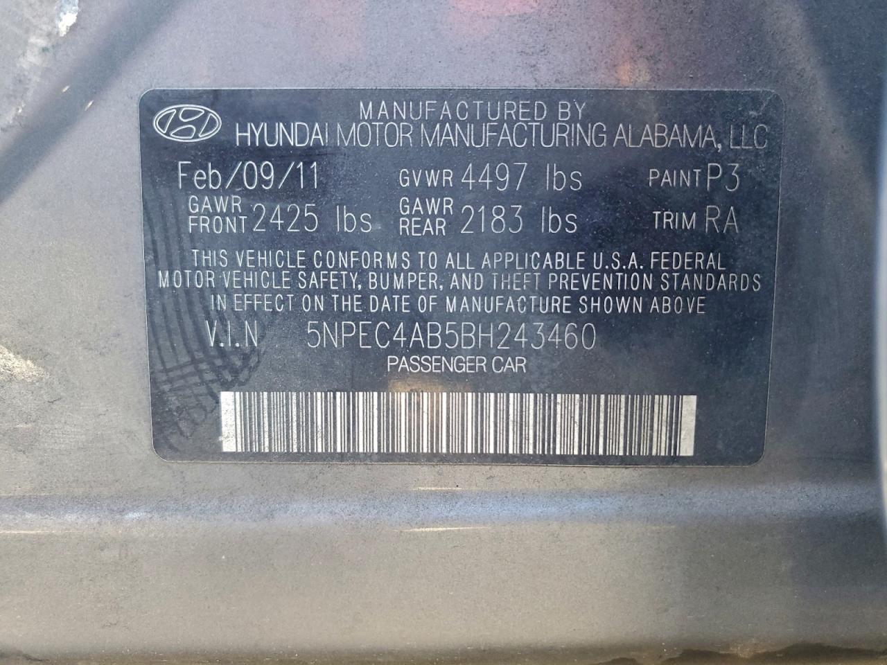 2011 HYUNDAI SONATA SE photo 12